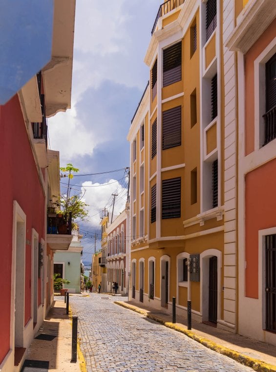 The colorful facades and cobbled streets of Old San Juan. 